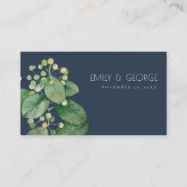 NAVY BERRY LEAFY FOLIAGE GREENERY WEDDING WEBSITE VISITEKAARTJE