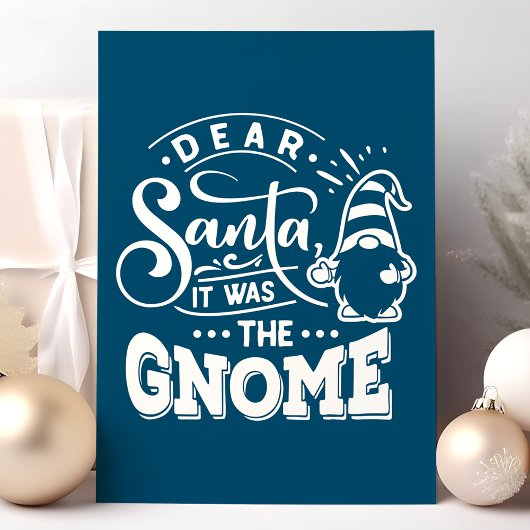 Navy Beste Kerstman Het was de Gnome Kerstmis Feestdagen Kaart