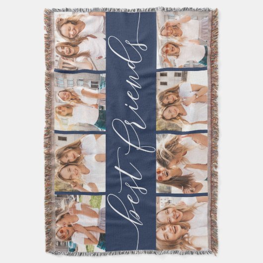 Navy | Beste vrienden Foto Collage Deken (Voorkant Verticaal)