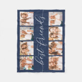 Navy | Beste vrienden Foto Collage Fleece Deken (Voorkant)