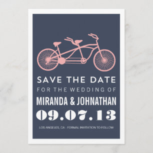 Navy Bicycle Design Photo Save the Date Invites