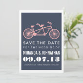 Navy Bicycle Design Photo Save the Date Invites (Staand voorkant)