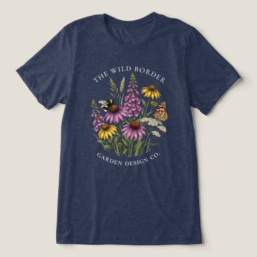 Navy Bijenvriendelijk Bloem Landschapsontwerper Ts Tri-Blend Shirt (Design voorkant)