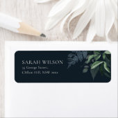 Navy Black Green Leafy Foliage Leafy Address Label (Insitu)