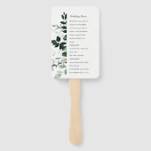 Navy Black Green Leafy Foliage Wedding Programme Handwaaier (Achterkant)