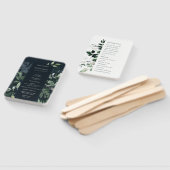 Navy Black Green Leafy Foliage Wedding Programme Handwaaier (Niet-gemonteerd)