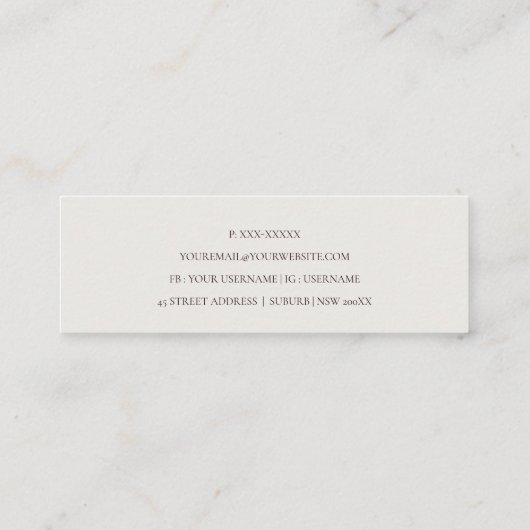 Navy Black Green Leafy Tropical Foliage Fern Mini Visitekaartje (Achterkant)