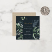 Navy Black Green Leafy Tropical Foliage Hartelijk  Notitiekaartje (Voorkant / Achterkant in situ)