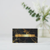 Navy Black Grungy Gold Marble Vip Visitekaartje (Staand voorkant)