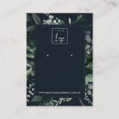 Navy Black Leafy Lijst Fauna Earning Display Logo Visitekaartje (Voorkant)