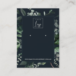 Navy Black Leafy Lijst Fauna Earning Display Logo Visitekaartje