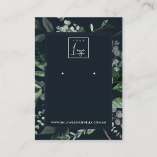 Navy Black Leafy Lijst Fauna Earning Display Logo Visitekaartje
