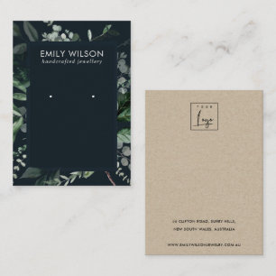 Navy Black Leafy Lijst Fauna Earning Stud Display Visitekaartje