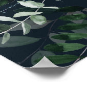 Navy Black Leafy Tropical Foliage Weduwen Welkom Poster (Hoek)