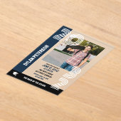 Navy Black Multiline Font Foto's Afstudeerfeest Acryl Uitnodigingen (Laagn)