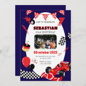 Navy & Black Race Verjaardag Uitnodiging-Custom Fo Kaart (Voorkant / Achterkant)