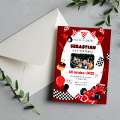 Navy & Black Race Verjaardag Uitnodiging-Custom Fo Kaart