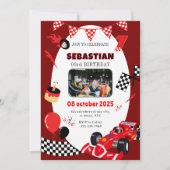 Navy & Black Race Verjaardag Uitnodiging-Custom Fo Kaart (Voorkant)