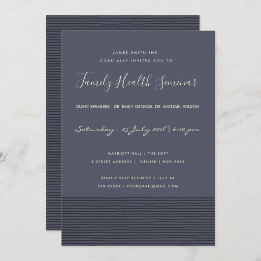 NAVY BLACK SKETCH STRIPE LINE TALK SEMINAR EVAL KAART (Voorkant / Achterkant)