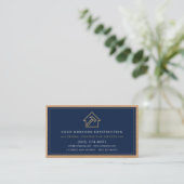 Navy Blau Aannemer Hout Visitekaartje (Staand voorkant)