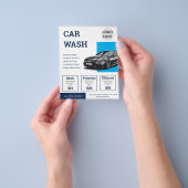 Navy Blau Car Wash Services Promotie Flyer (Hand)