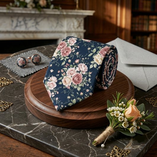 Navy Blau Dusty Rose Pioen Bloemstuk Bruidsjonkers Stropdas