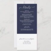 Navy Blau Elegant Script All-in-One Trouwset Kaart (Achterkant)