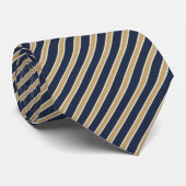 Navy Blau Kameel Crème Repp Streep Stropdas (Opgerold)