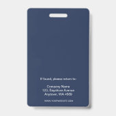 Navy Blau Witte Zakelijk Logo QR Code  Badge (Achterkant)