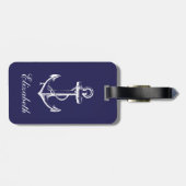 Navy Blauw Anker Custom Monogram Bagagelabel (Achterkant horizontaal)