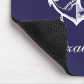 Navy Blauw  Anker Custom Monogram Muismat (Hoek)