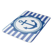 Navy blauw anker en strepen nautisch badmat (Gekanteld)