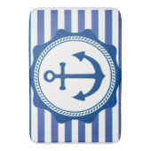 Navy blauw anker en strepen nautisch badmat (Voorkant Verticaal)