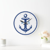 Navy blauw anker met initialen | Nautische geschen Grote Klok (Huis)