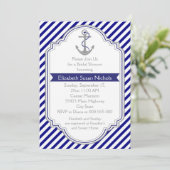 Navy blauw anker nautische bruiloft vrijgezellenfe kaart (Staand voorkant)