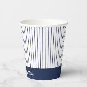 Navy Blauw Baseball Pinstripe Verjaardagsfeest Papieren Bekers (Achterkant)