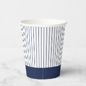 Navy Blauw Baseball Pinstripe Verjaardagsfeest Papieren Bekers (Rechts)