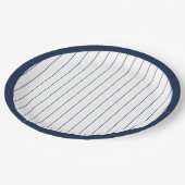 Navy Blauw Baseball Pinstripe Verjaardagsfeest Papieren Bordje (Gekanteld)