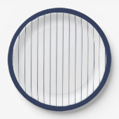 Navy Blauw Baseball Pinstripe Verjaardagsfeest Papieren Bordje (Voorkant)