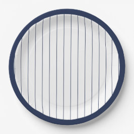 Navy Blauw Baseball Pinstripe Verjaardagsfeest Papieren Bordje