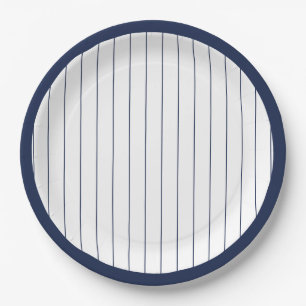 Navy Blauw Baseball Pinstripe Verjaardagsfeest Papieren Bordje