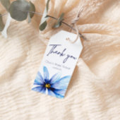 Navy blauw Bloem Minimalist Dank u Cadeaulabel