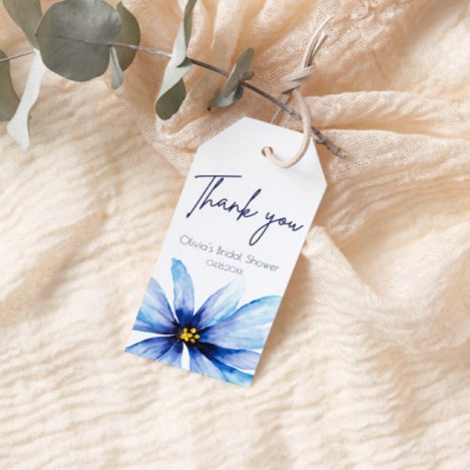 Navy blauw Bloem Minimalist Dank u Cadeaulabel