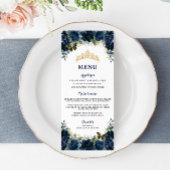 Navy Blauw Bloemen Goud Quinceanera Verjaardagsmen Programmakaart