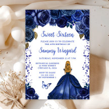 Navy Blauw Blond Haar Prinses Sweet Sixteen