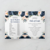 Navy Blauw Blush Bloemen Twins Prinses Quinceañera Programma (Binnen)
