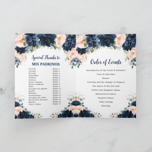 Navy blauw blush bloementweeling jongen meisje qui programma (Binnen)