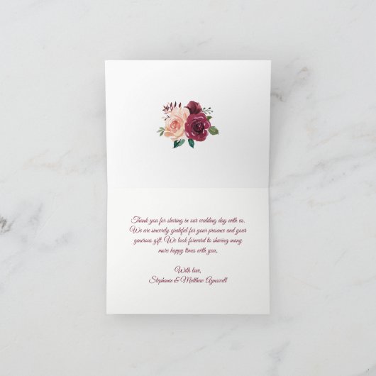 Navy Blauw Blush Bourgondië Roos String Licht Brui Bedankkaart (Binnen)