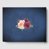 Navy Blauw Blush Bourgondië Roos String Licht Brui Gastenboek (Achterkant)