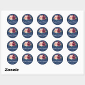 Navy Blauw Blush Bourgondië Roos String Licht Brui Ronde Sticker (Vel)